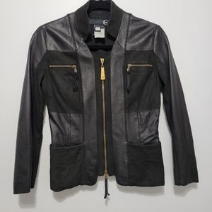 Roberto Cavalli leather and suede shirt jacket